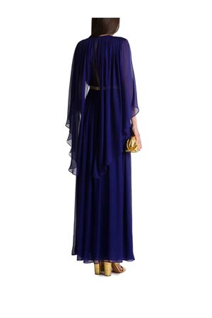 Abito lungo in seta blu con mantellina ALBERTA FERRETTI | A046401151287
